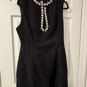 Elegant Black Sleeveless Dress with Jewel Accents